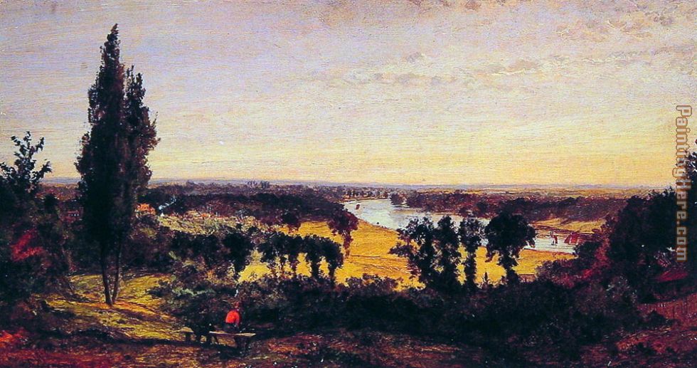 Richmond Hill and the Thames, London painting - Jasper Francis Cropsey Richmond Hill and the Thames, London art painting